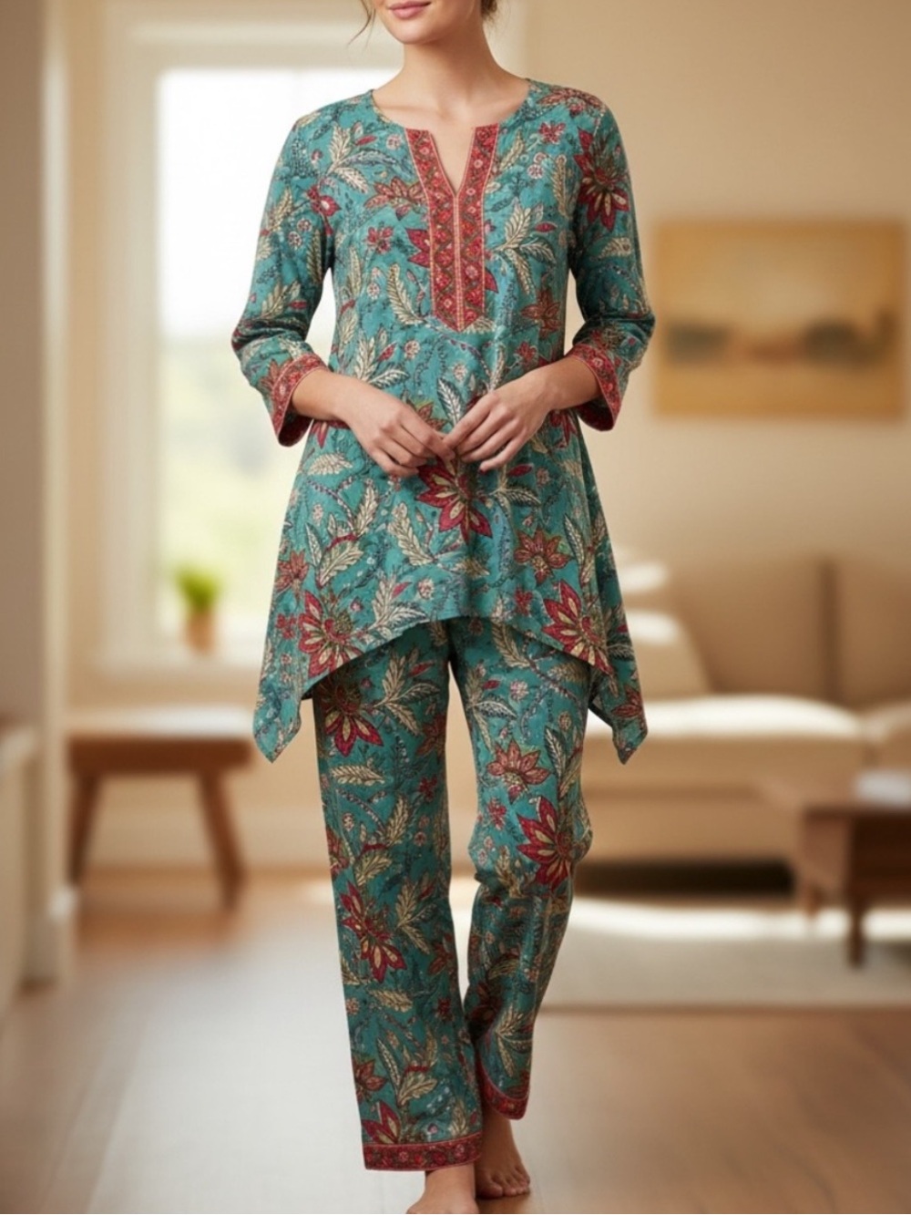Signals "Nisha" 100% Cotton Lounge Pajama Set Sz M